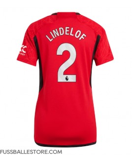 Günstige Manchester United Victor Lindelof #2 Heimtrikot Damen 2023-24 Kurzarm